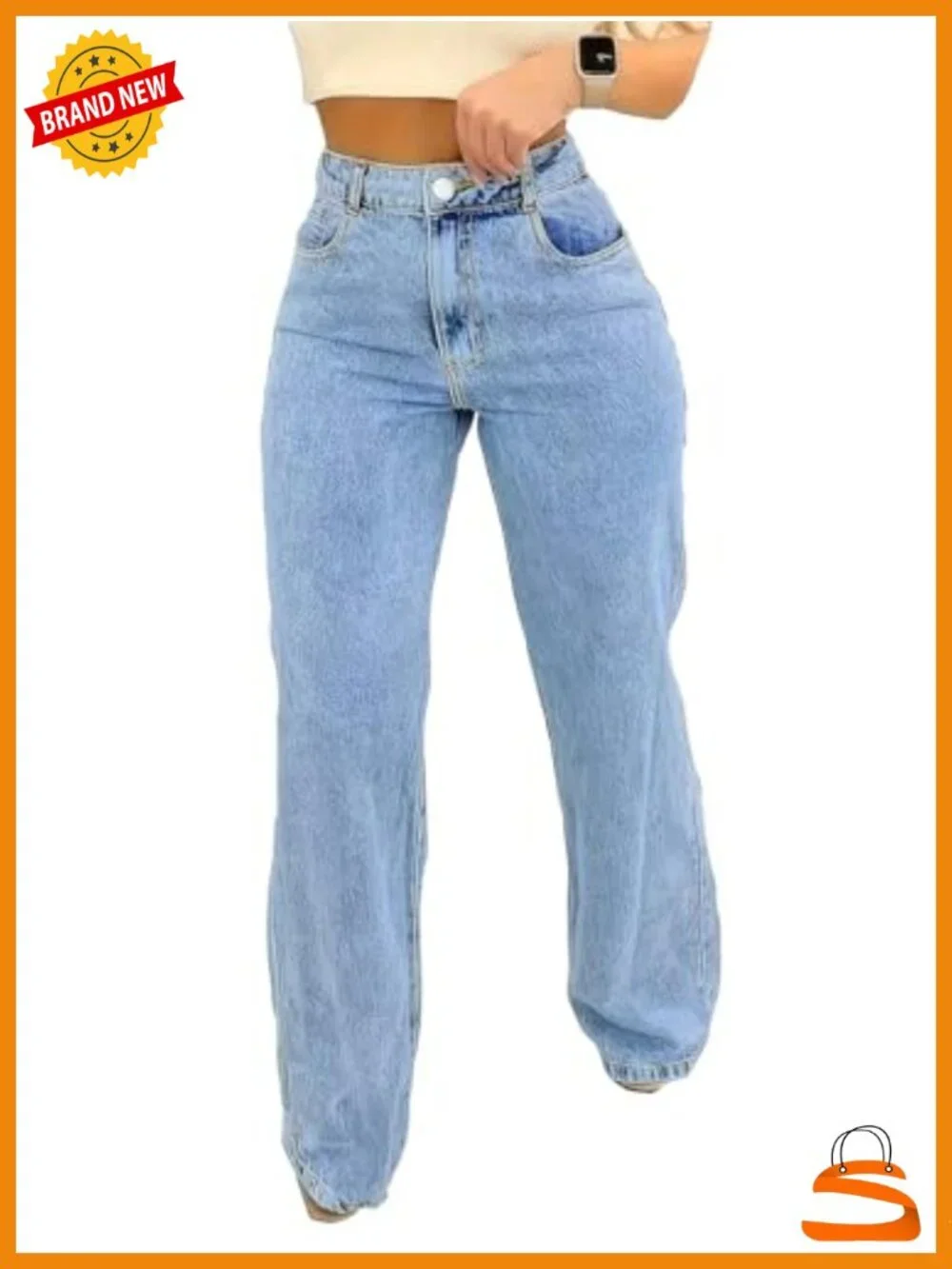 Wide Leg Straight Denim Jeans Women Boyfriend Casual Pockets Loose Vintage